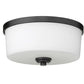 Z-Lite Arlington 14" 3-Light Matte Black Flush Mount Lighting With Matte Opal Glass Shade