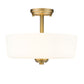 Z-Lite Arlington 15" 3-Light Heritage Brass Semi Flush Mount With Etched White Glass Shade