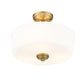 Z-Lite Arlington 15" 3-Light Heritage Brass Semi Flush Mount With Etched White Glass Shade