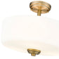 Z-Lite Arlington 15" 3-Light Heritage Brass Semi Flush Mount With Etched White Glass Shade