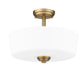 Z-Lite Arlington 15" 3-Light Heritage Brass Semi Flush Mount With Etched White Glass Shade