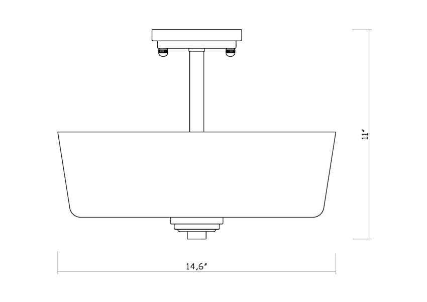 Z-Lite Arlington 15" 3-Light Heritage Brass Semi Flush Mount With Etched White Glass Shade