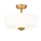 Z-Lite Arlington 15" 3-Light Heritage Brass Semi Flush Mount With Etched White Glass Shade