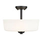 Z-Lite Arlington 15" 3-Light Matte Black Semi Flush Mount With Matte Opal Glass Shade