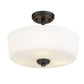 Z-Lite Arlington 15" 3-Light Matte Black Semi Flush Mount With Matte Opal Glass Shade