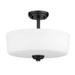 Z-Lite Arlington 15" 3-Light Matte Black Semi Flush Mount With Matte Opal Glass Shade