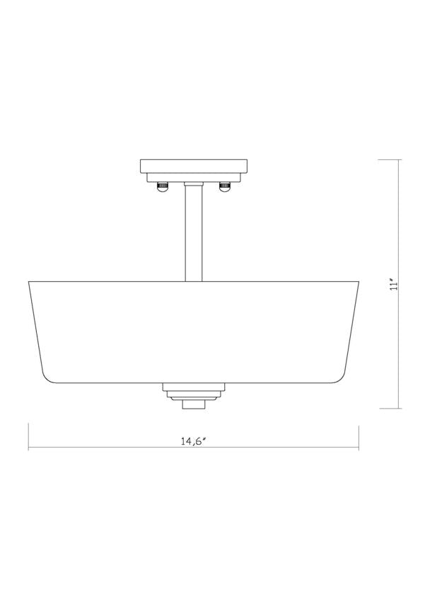 Z-Lite Arlington 15" 3-Light Matte Black Semi Flush Mount With Matte Opal Glass Shade