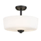 Z-Lite Arlington 15" 3-Light Matte Black Semi Flush Mount With Matte Opal Glass Shade