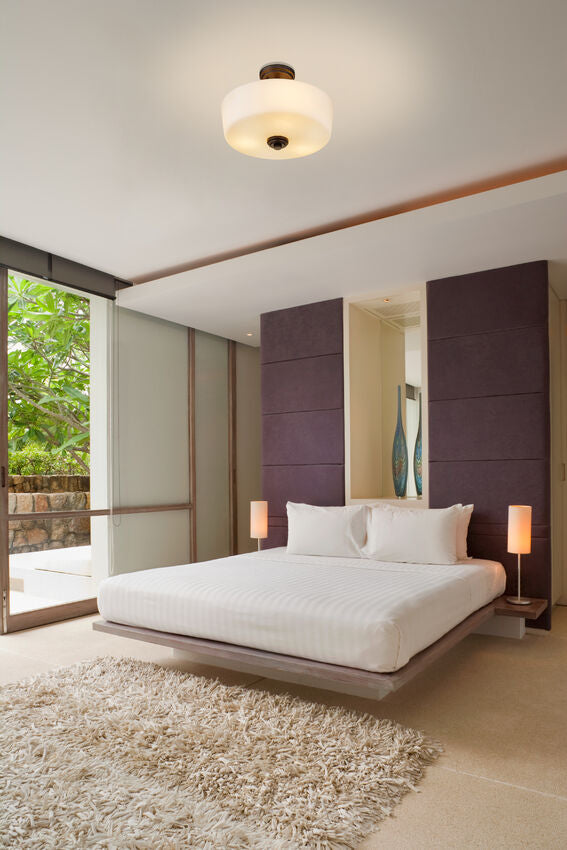 Z-Lite Arlington 15" 3-Light Medium Bulb Base Bronze Steel Matte Opal Glass Shade Semi Flush Mount Lighting