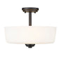 Z-Lite Arlington 15" 3-Light Medium Bulb Base Bronze Steel Matte Opal Glass Shade Semi Flush Mount Lighting