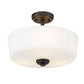 Z-Lite Arlington 15" 3-Light Medium Bulb Base Bronze Steel Matte Opal Glass Shade Semi Flush Mount Lighting