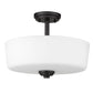 Z-Lite Arlington 15" 3-Light Medium Bulb Base Bronze Steel Matte Opal Glass Shade Semi Flush Mount Lighting
