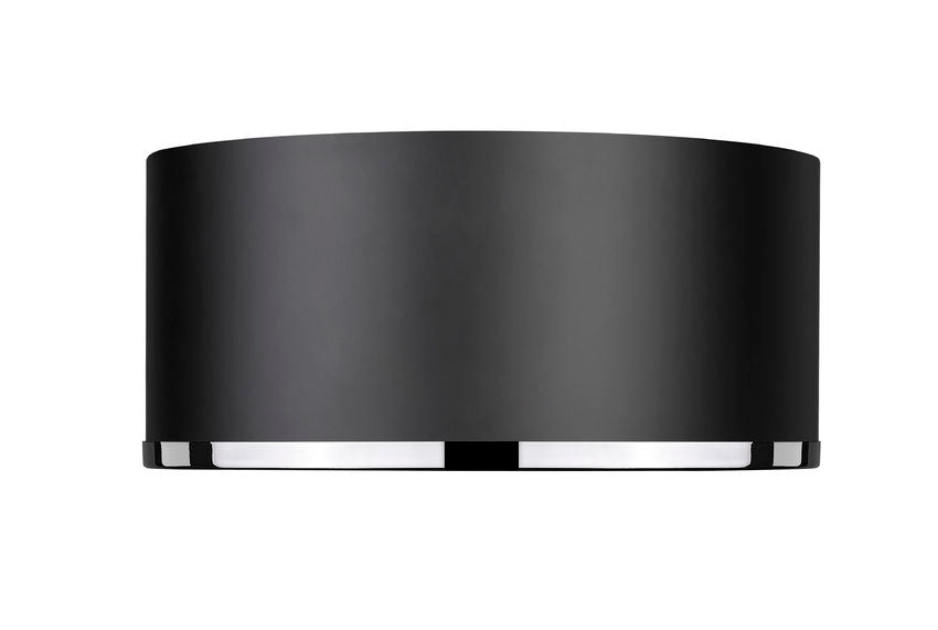 Z-Lite Arlo 13" 2-Light Matte Black and Chrome Steel Flush Mount Lighting