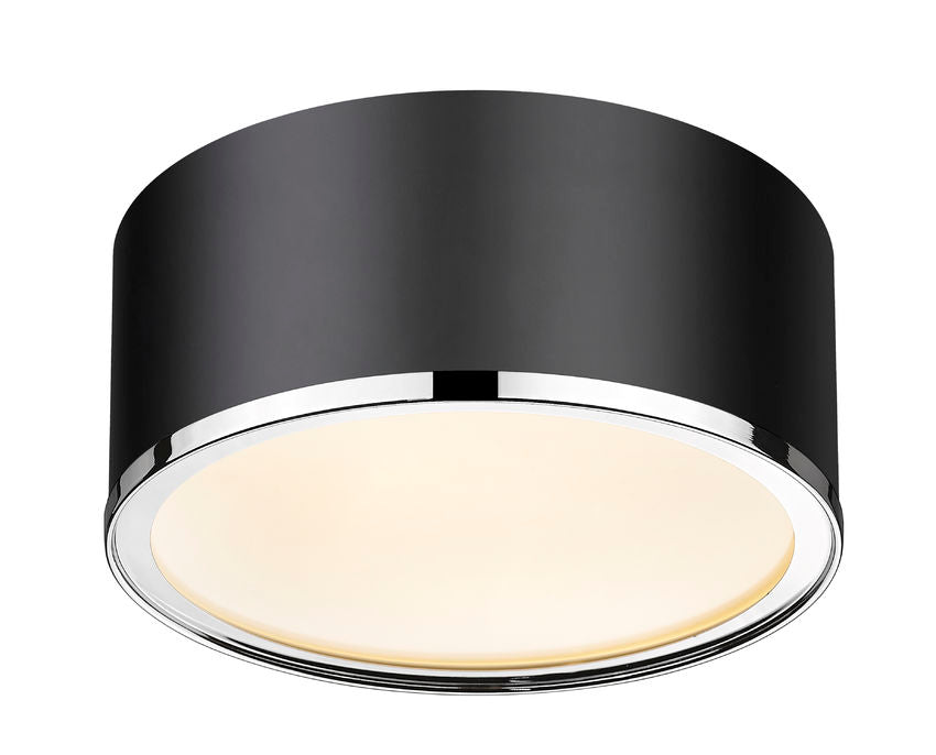 Z-Lite Arlo 13" 2-Light Matte Black and Chrome Steel Flush Mount Lighting