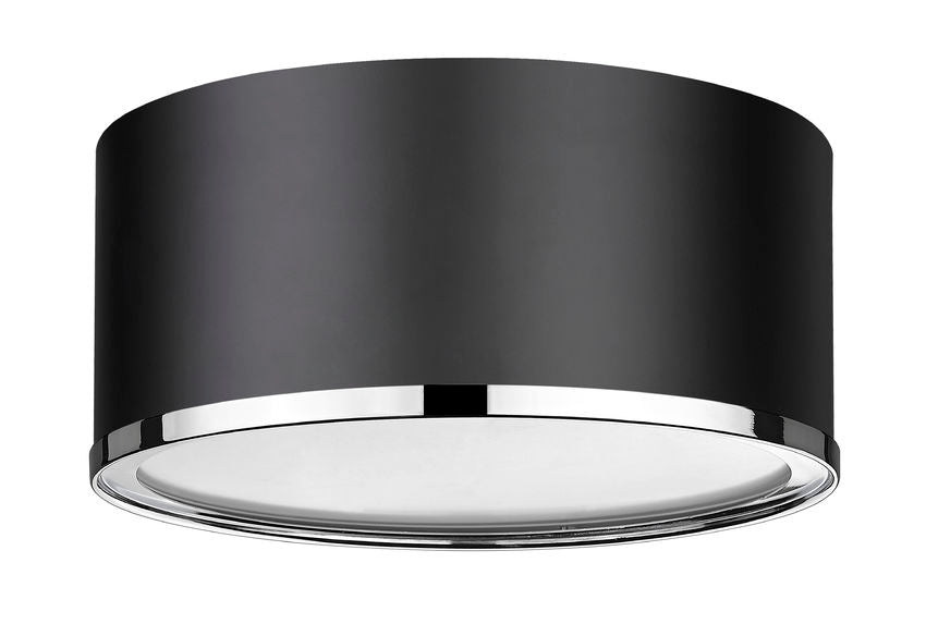 Z-Lite Arlo 13" 2-Light Matte Black and Chrome Steel Flush Mount Lighting