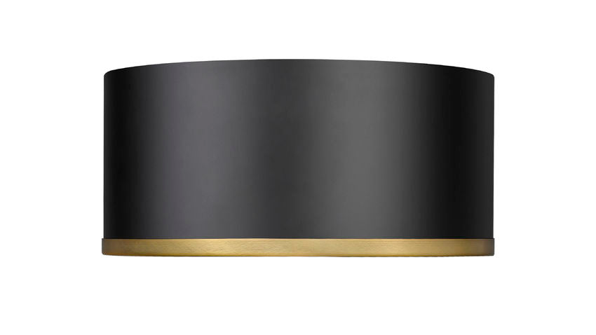 Z-Lite Arlo 13" 2-Light Matte Black and Rubbed Brass Steel Flush Mount Lighting