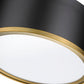 Z-Lite Arlo 13" 2-Light Matte Black and Rubbed Brass Steel Flush Mount Lighting