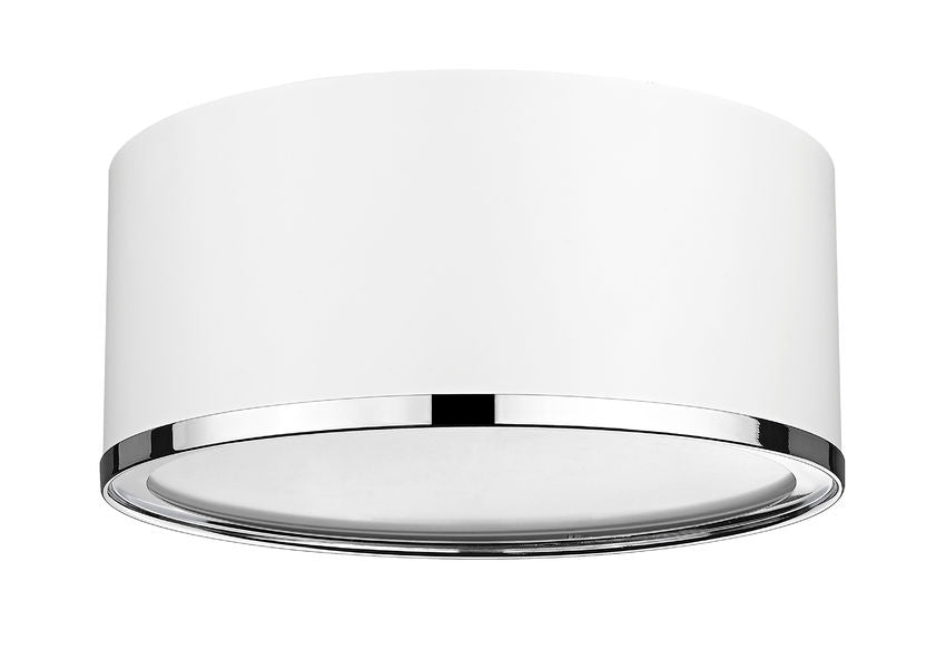 Z-Lite Arlo 13" 2-Light Matte White and Chrome Steel Flush Mount Lighting