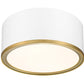 Z-Lite Arlo 13" 2-Light Matte White and Rubbed Brass Steel Flush Mount Lighting