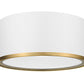 Z-Lite Arlo 13" 2-Light Matte White and Rubbed Brass Steel Flush Mount Lighting