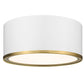 Z-Lite Arlo 13" 2-Light Matte White and Rubbed Brass Steel Flush Mount Lighting