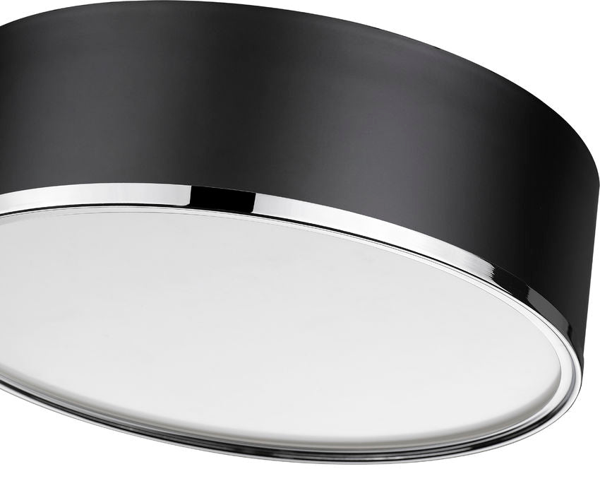 Z-Lite Arlo 16" 3-Light Matte Black and Chrome Steel Flush Mount Lighting