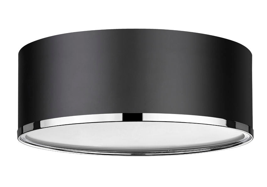 Z-Lite Arlo 16" 3-Light Matte Black and Chrome Steel Flush Mount Lighting