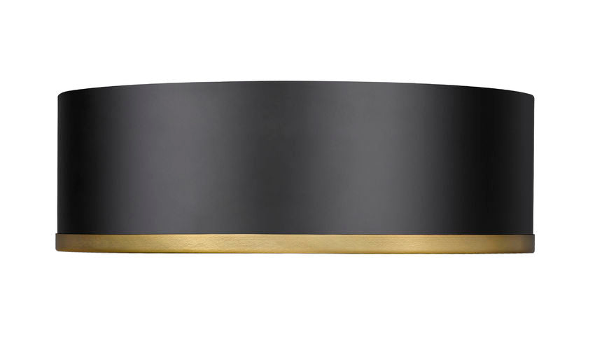 Z-Lite Arlo 16" 3-Light Matte Black and Rubbed Brass Steel Flush Mount Lighting