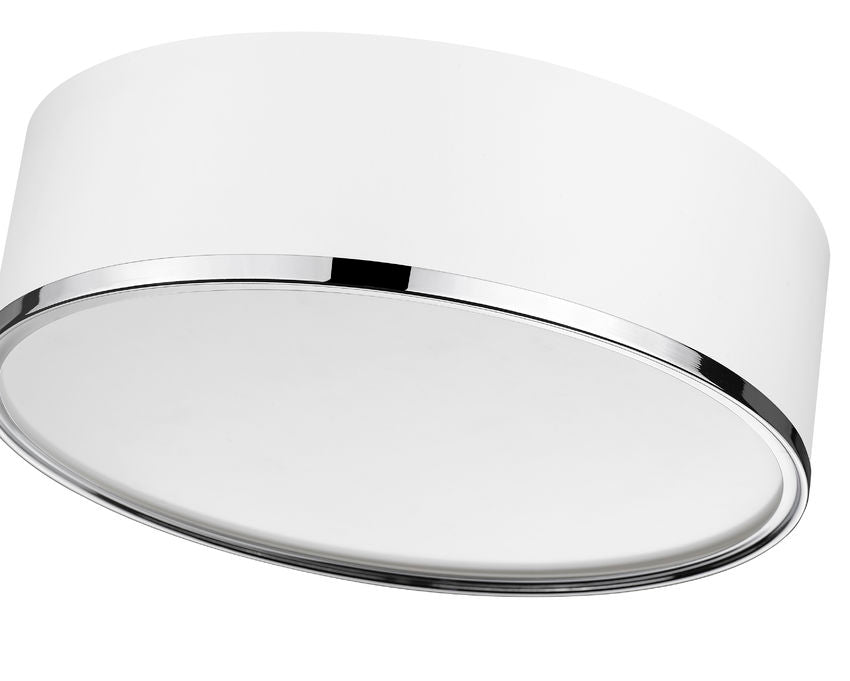 Z-Lite Arlo 16" 3-Light Matte White and Chrome Steel Flush Mount Lighting