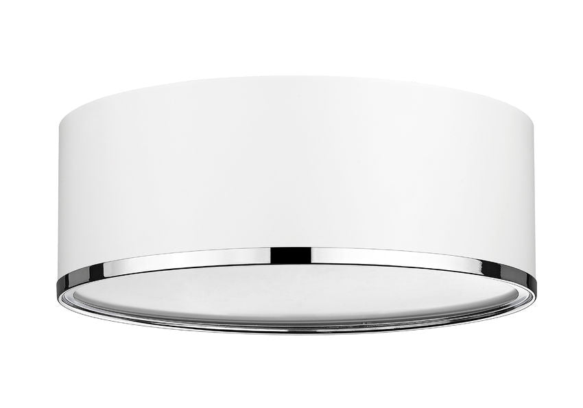 Z-Lite Arlo 16" 3-Light Matte White and Chrome Steel Flush Mount Lighting