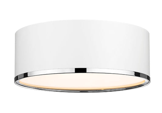 Z-Lite Arlo 16" 3-Light Matte White and Chrome Steel Flush Mount Lighting