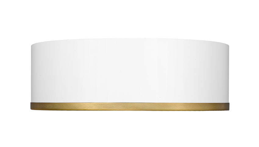 Z-Lite Arlo 16" 3-Light Matte White and Rubbed Brass Steel Flush Mount Lighting