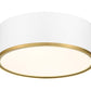 Z-Lite Arlo 16" 3-Light Matte White and Rubbed Brass Steel Flush Mount Lighting