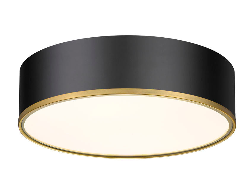 Z-Lite Arlo 20" 4-Light Matte Black and Rubbed Brass Steel Flush Mount Lighting