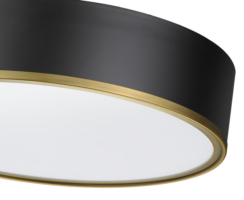 Z-Lite Arlo 20" 4-Light Matte Black and Rubbed Brass Steel Flush Mount Lighting