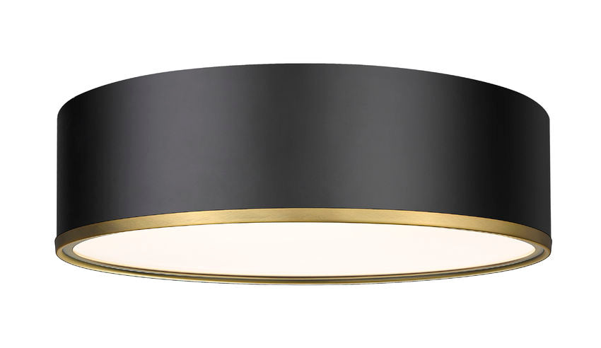 Z-Lite Arlo 20" 4-Light Matte Black and Rubbed Brass Steel Flush Mount Lighting