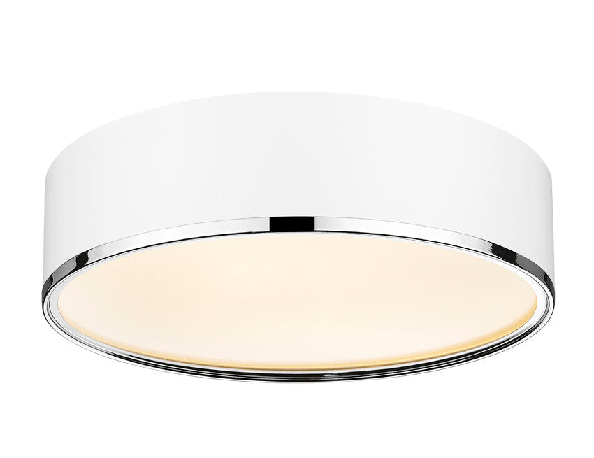 Z-Lite Arlo 20" 4-Light Matte White and Chrome Steel Flush Mount Lighting