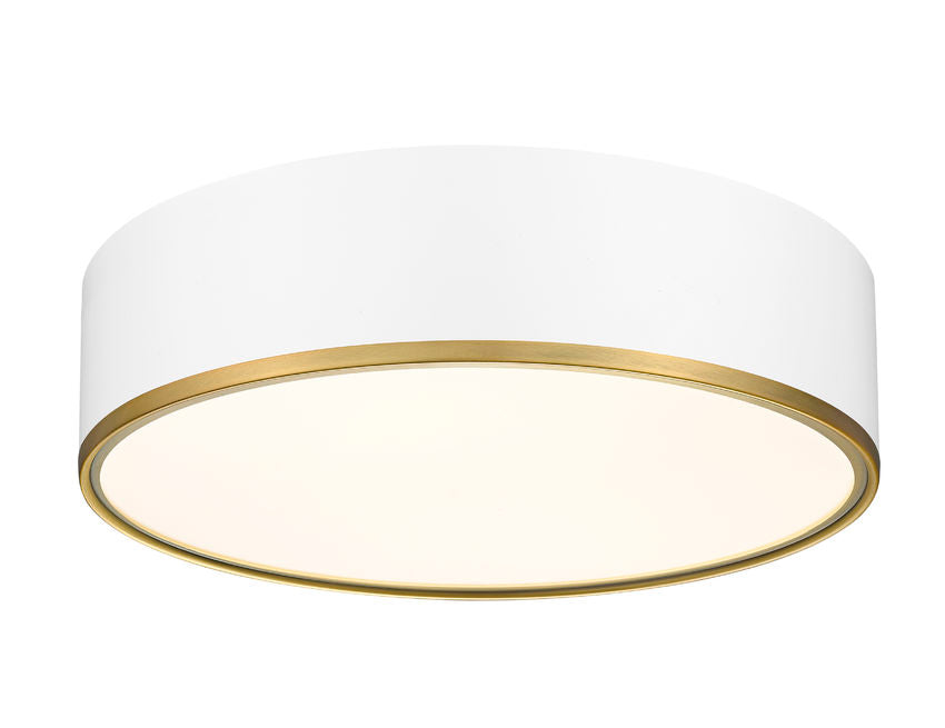 Z-Lite Arlo 20" 4-Light Matte White and Rubbed Brass Steel Flush Mount Lighting