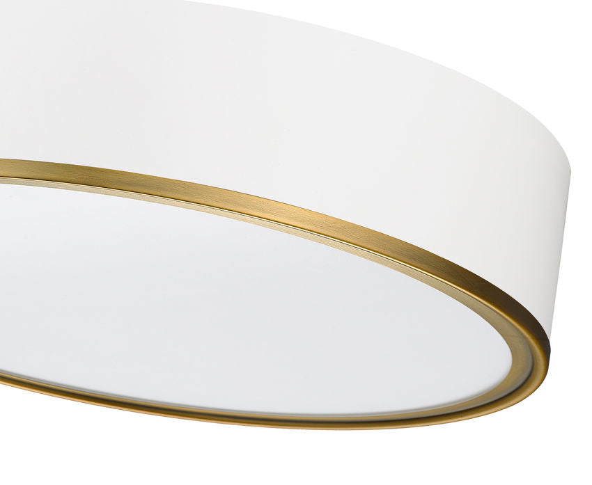 Z-Lite Arlo 20" 4-Light Matte White and Rubbed Brass Steel Flush Mount Lighting