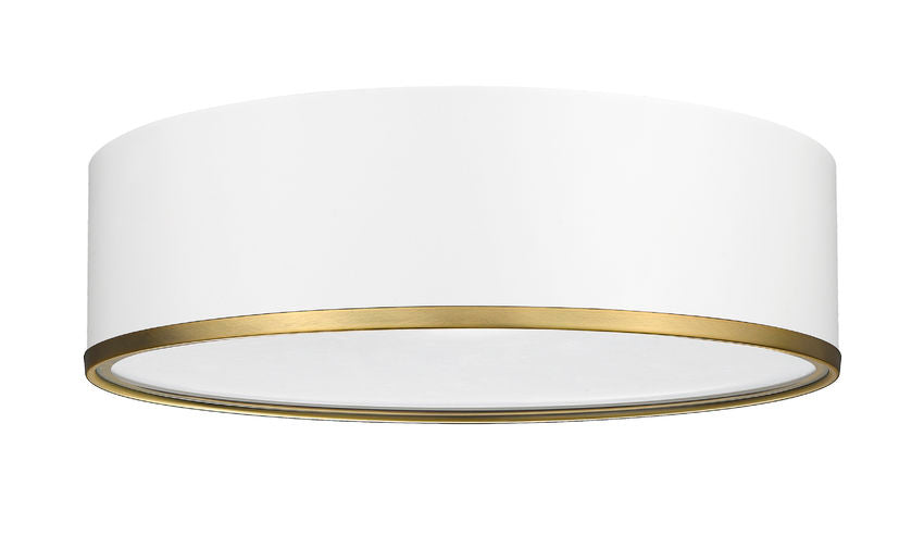 Z-Lite Arlo 20" 4-Light Matte White and Rubbed Brass Steel Flush Mount Lighting