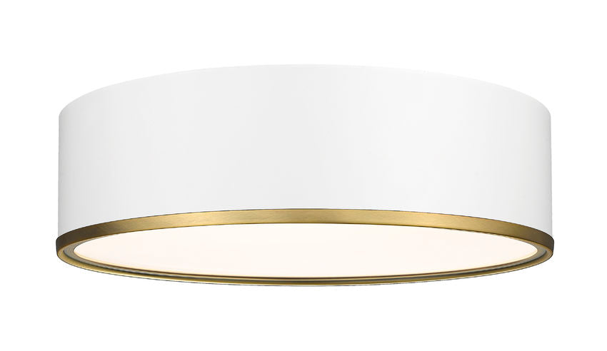 Z-Lite Arlo 20" 4-Light Matte White and Rubbed Brass Steel Flush Mount Lighting