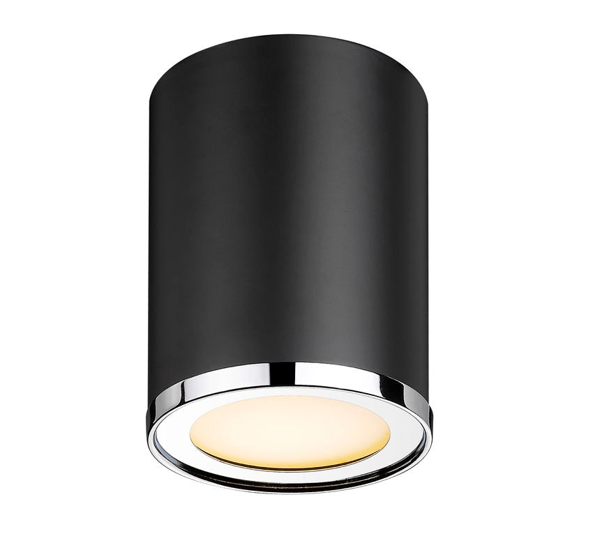 Z-Lite Arlo 6" 1-Light Matte Black and Chrome Steel Flush Mount Lighting