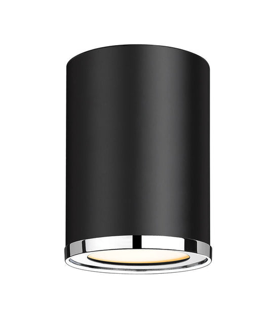 Z-Lite Arlo 6" 1-Light Matte Black and Chrome Steel Flush Mount Lighting