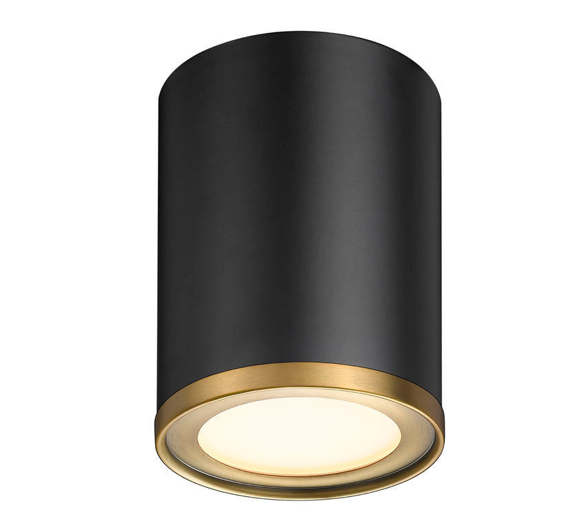 Z-Lite Arlo 6" 1-Light Matte Black and Rubbed Brass Steel Flush Mount Lighting