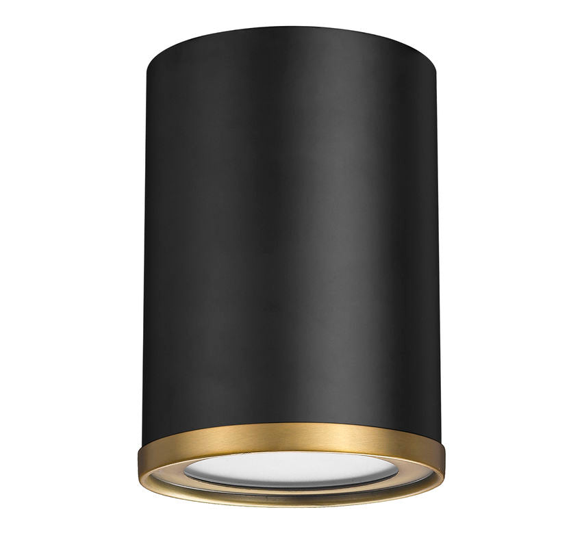 Z-Lite Arlo 6" 1-Light Matte Black and Rubbed Brass Steel Flush Mount Lighting