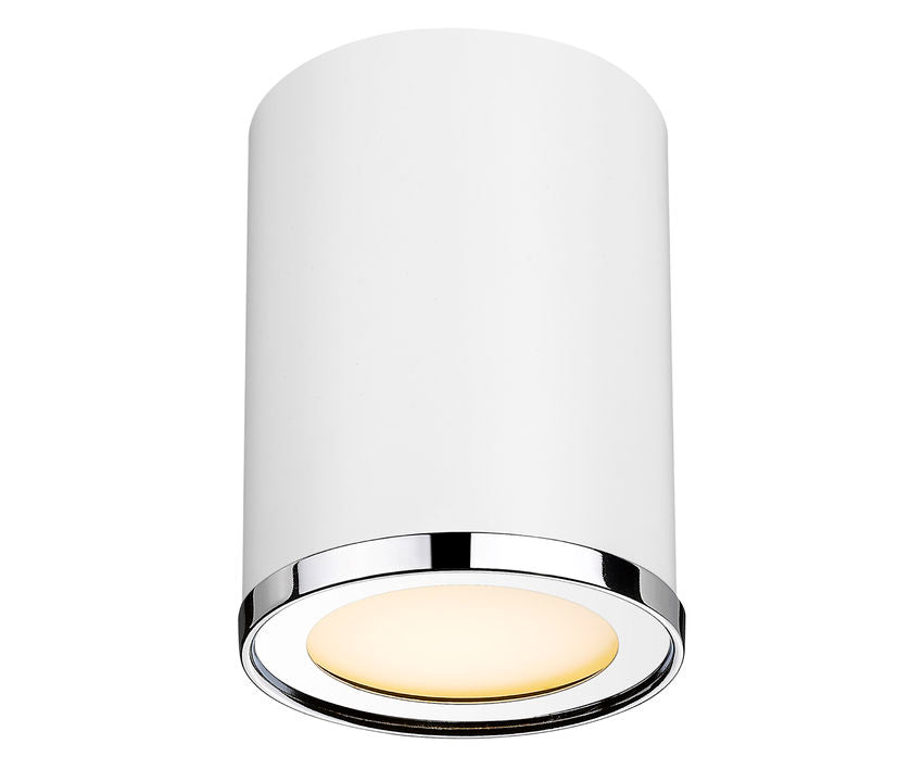 Z-Lite Arlo 6" 1-Light Matte White and Chrome Steel Flush Mount Lighting