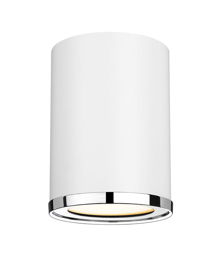 Z-Lite Arlo 6" 1-Light Matte White and Chrome Steel Flush Mount Lighting