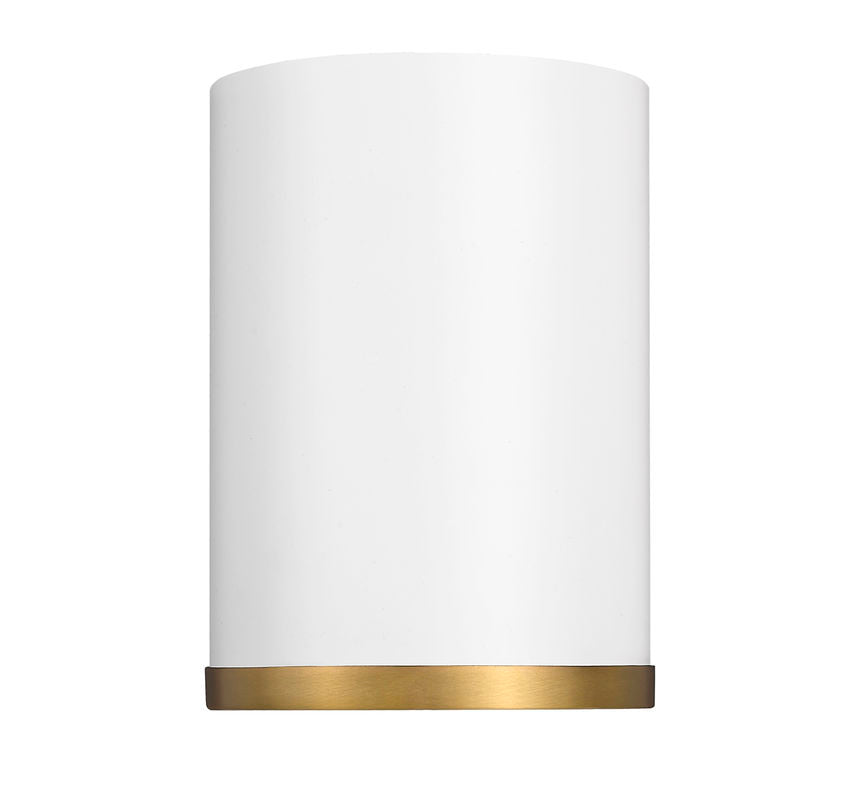 Z-Lite Arlo 6" 1-Light Matte White and Rubbed Brass Steel Flush Mount Lighting