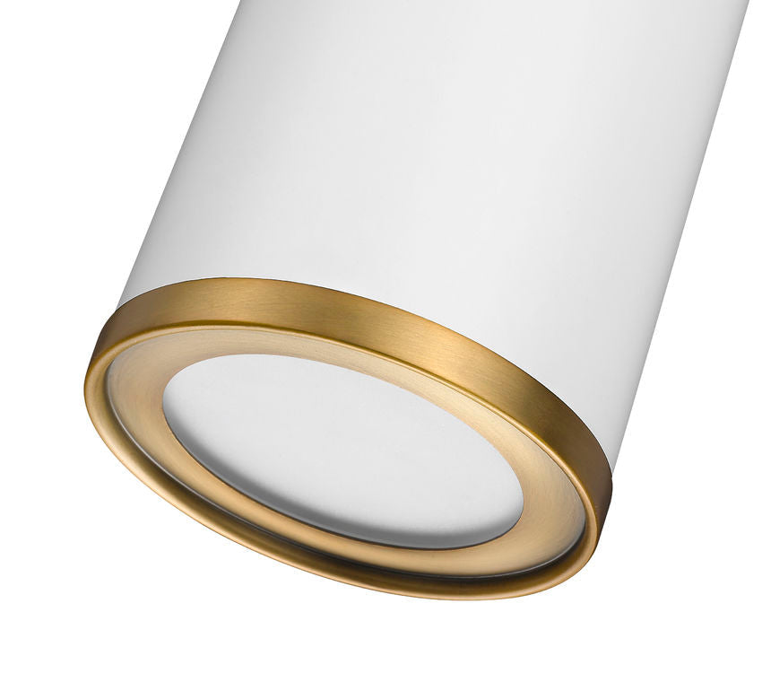 Z-Lite Arlo 6" 1-Light Matte White and Rubbed Brass Steel Flush Mount Lighting