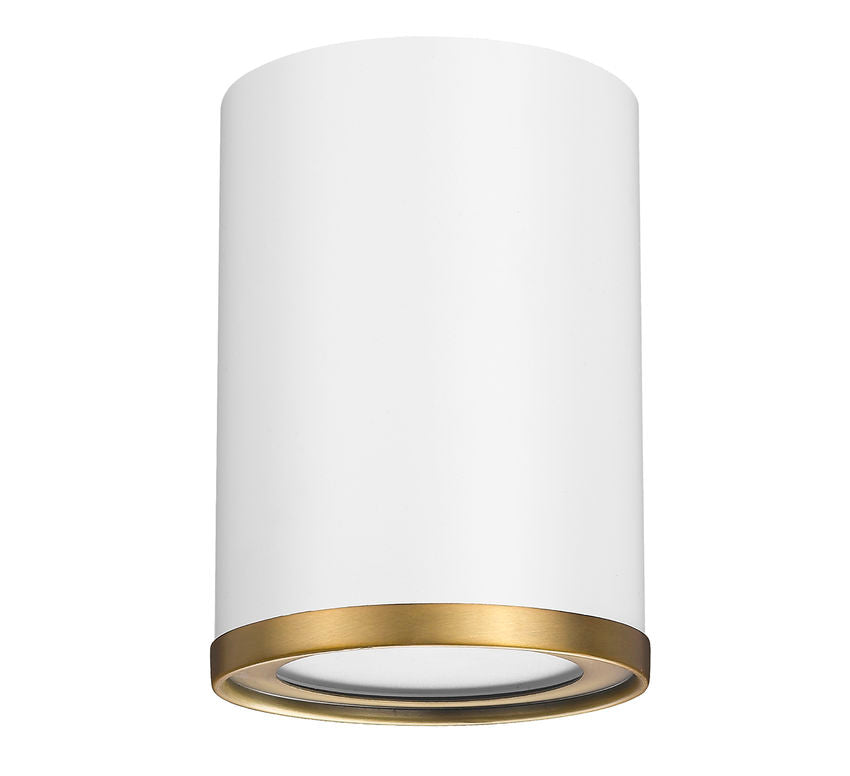 Z-Lite Arlo 6" 1-Light Matte White and Rubbed Brass Steel Flush Mount Lighting